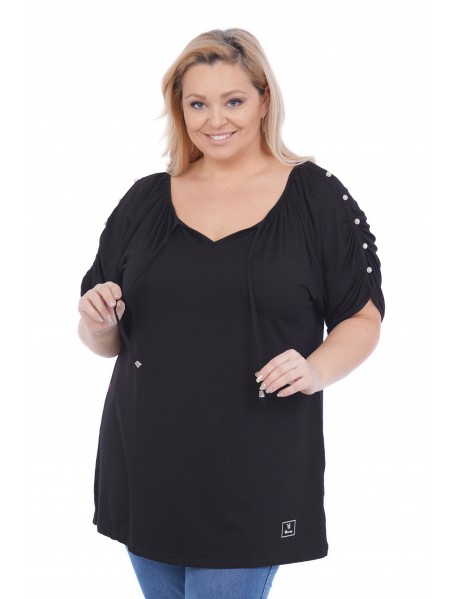 EXTRA VEĽKÁ ČIERNA BLÚZKA PRE MOLETKY - WOMANARY 2XL